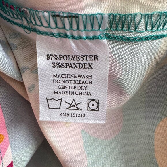 Michelle McDowell Floral Ruffle Blouse Green Pink Orange Long Sleeve M - Picture 7 of 8